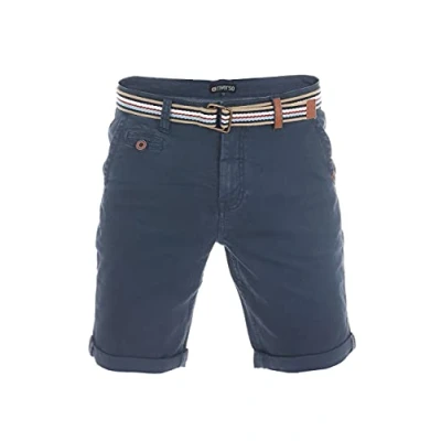 Afbeelding van Riverso RIVKlaas Shorts/korte broek/bermuda voor heren; normale pasvorm; met riem; de zomer; 98% katoen; keuze uit diverse kleuren en maten, Dark Blue (19400), 36