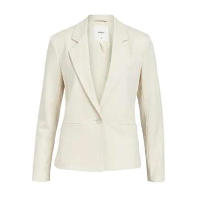 Afbeelding van OBJECT rechtvallende blazer OBJLISA van gerecycled polyester crème