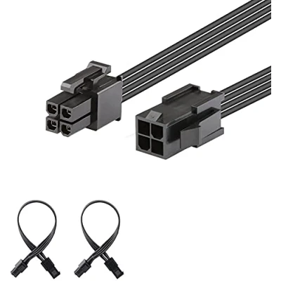 Afbeelding van J&amp;D (2 Stuks) ATX 4 Pins CPU Mannelijk Naar Vrouwelijk Verlengkabel, 20 cm