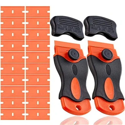 Afbeelding van QitinDasen 2 stuks premium 1,5 inch scheermesjes, schraper gereedschap met 20 kunststof dubbelzijdige keramische kookplaatschraper, vignetschraper
