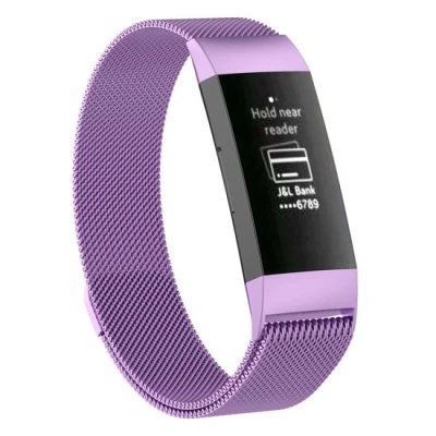Afbeelding van Fitbit Charge 3 &amp; 4 milanese bandje Maat: Small Lichtpaars
