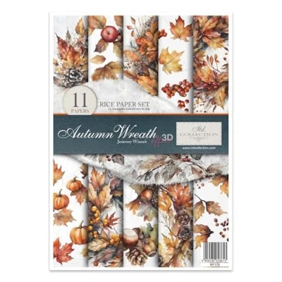 Afbeelding van ITD Collection Rijstpapier voor servettechniek A4 Scrapbooking Kaarten Maken Kunstdagboek 29,7 x 21 cm Autumn Wreath RP 076
