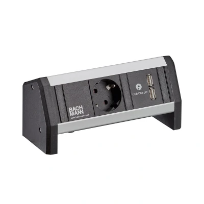 Afbeelding van BACHMANN DESK 1x geaard stopcontact USB oplader