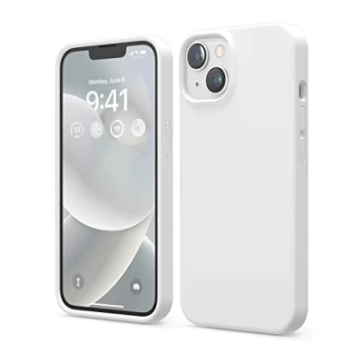 Afbeelding van elago Liquid Silicone Hoesje Compatibel met iPhone 14 Case (6.1&quot;), Premiesilicone, Volledige Lichaamsbescherming 4 Layer Schokbestendige Geval, Antikras Zachte Microfiber Voering (Wit)
