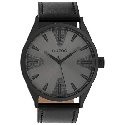 Afbeelding van OOZOO Timepieces zwarte horloge met leren band C10024