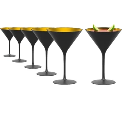 Afbeelding van Stölzle Lausitz Cocktail Bowl Elements 240 ml I Martini glazen set van 6 stuks zwart (mat) goud cocktailglazen vaatwasmachinebestendig &amp; schokbestendig hoogwaardig kristalglas