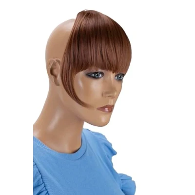 Afbeelding van CAISHA Clip In Verlenging Haarverlenging Pony Voorhoofd Franje Natuurlijk Haarstukje Middenbruin HF5 2