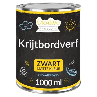 Afbeelding van Creative Deco 1L Krijtbord Verf 1000ml Mat Zwart, Op waterbasis