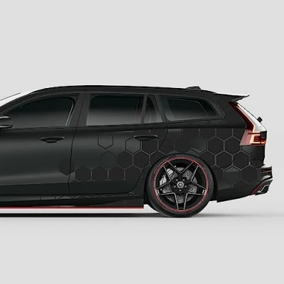 Afbeelding van Finest Folia KX078 Autostickers, 2 stuks, XXL, 200 x 60 cm, motorfiets, bus sticker, autoaccessoires, honingraat, tuning, decorlijnen, design, folie (10 zwart mat)
