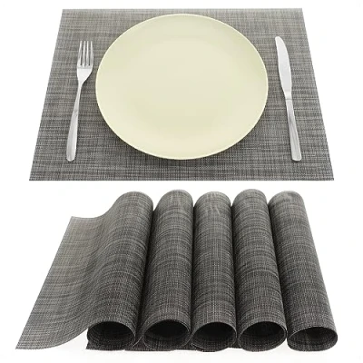 Afbeelding van COM FOUR® 6x placemat voor 6 personen onderhoudsvriendelijke met een modern design afwasbare placemats van kunststof (antraciet zwart)