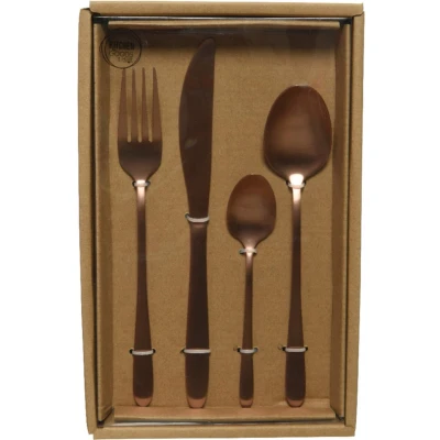 Afbeelding van Decoris Bestekset 16 delig rose goudkleurig RVS 4 personen