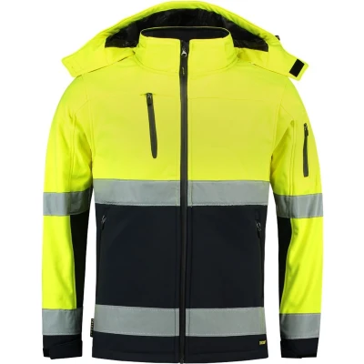 Afbeelding van Tricorp Hi Vis Softshell Jas 403007 Geel Marine Maat 5XL