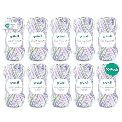 Afbeelding van Gründl Lisa Premium color (brei en haakgaren van 100% polyacryl, 50 g/133 m, naalddikte: 3,5 4,5, 10 x g), lindegroen lila roze
