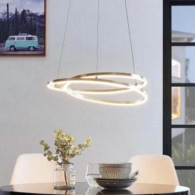 Afbeelding van Lindby Hanglampen met dimmer ijzer, aluminium, kunststof gesatineerd nikkel