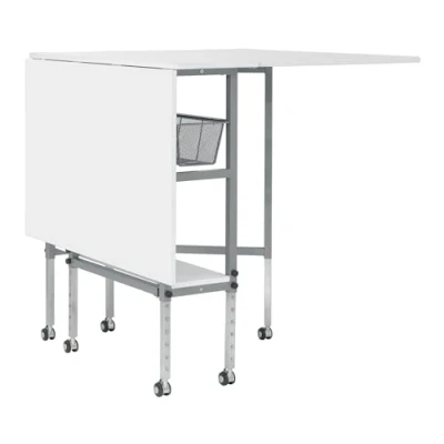 Afbeelding van Sew Ready Hobby en snijtafel 149,2 x 92,7 cm (b d), witte kunst knutseltafel met 2 netladen, zilver/wit