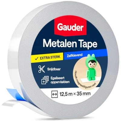 Afbeelding van GAUDER Metaalband zelfklevend I Ideaal voor Tonies® figuren &amp; planken Metal Strip Metalen Banden (12,5 m)