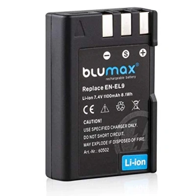 Afbeelding van Blumax Accu compatibel met Nikon EN EL9e/EN EL9a 1100mAh geschikt voor D3000 D5000 D40 D40x D60