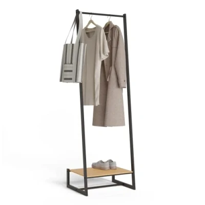 Afbeelding van Newlux Hangy One 20 Kledingrek, robuust tot 24 kg, met schoenenrek, metalen kledingstandaard grote stabiliteit, eenvoudige montage, krasbestendige onderkant, compact design, 50 x 40 160 cm,