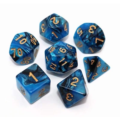 Afbeelding van Blue Mix zwarte dobbelstenen DND polyhedraal set voor kerkers en draken D&amp;D RPG rollenspellen 7 sterven