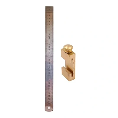 Afbeelding van Tiardey Scribing liniaal markeringsmeter stop 30 cm met messing positioneringsblok voor timmerlieden en thuisgebruikers