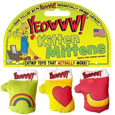 Afbeelding van Yeowww! Kitten Mitten 8 cm Catnip Speelplezier voor de kat Kattenkruid 3 pack