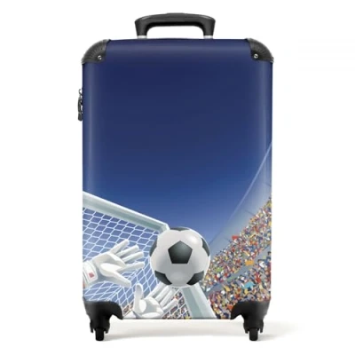 Afbeelding van NoBoringSuitcases.com® Koffer voetbal Reiskoffer blauw 55x35x25
