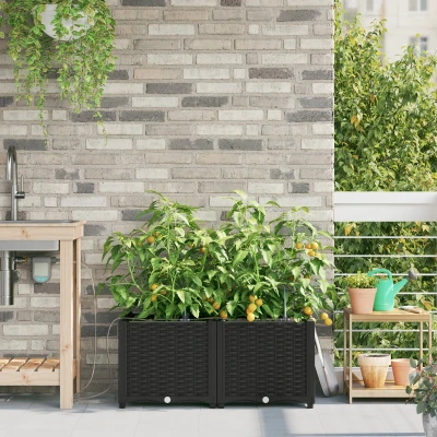 Afbeelding van vidaXL Tuin Plantenbak Zwart Kunststof 80 x 40 37,5 cm Plantenbakken