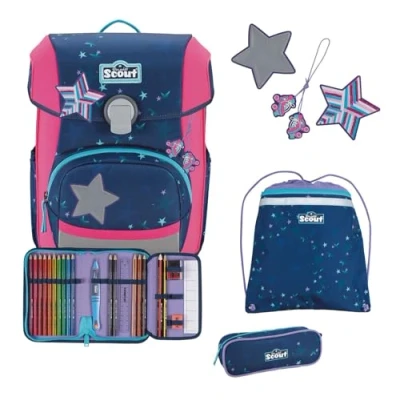 Afbeelding van Scout Schooltas Basic Neo Set 4 delig Pretty Star Donkerblauw