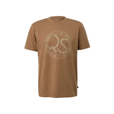 Afbeelding van QS Basic Rundhals MIT Frontdruck Tshirt print, Heren, Maat: Small, Sandstein