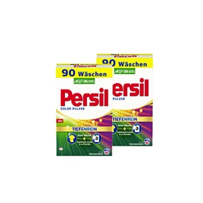 Afbeelding van Persil Kleurpoeder, diepzuiver wasmiddel, 180 WL (2 x 90 wasladingen), kleurwasmiddel voor zuivere was en hygiënische frisheid de machine, effectief van 20 C tot 60
