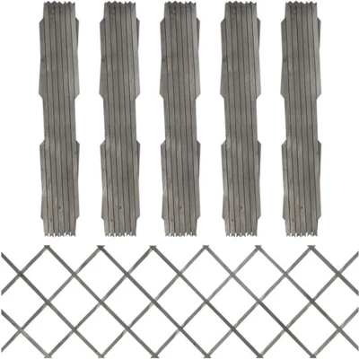 Afbeelding van Tuinlatwerken 5 st 180x60 cm massief vurenhout grijs