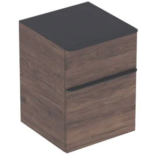 Afbeelding van Geberit smyle zijkast vierkant wand 2x lade spaanplaat 600 x 450 470mm hxbxd notelaar hickory 500 357 jr 1