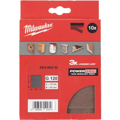Afbeelding van Milwaukee Accessoires Schuurpapier PG Mesh 115x107 HL G120 10 stuks 4932492250