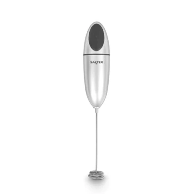 Afbeelding van Salter 546 SVXREU16 Double Coil Whisk Milk Frother, Handheld, Froths Hot &amp; Cold Milk, Plant Based, Milkshakes, Chocolate, Coffee, Frappuccino, Operates Up to 15,000RPM, Stainless Steel