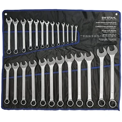 Afbeelding van SW Stahl 00922L ringsteeksleutelset 1/4 11/4 inch, 25 delig I ringsleutel dubbelsleutel ringsleutelset steeksleutel