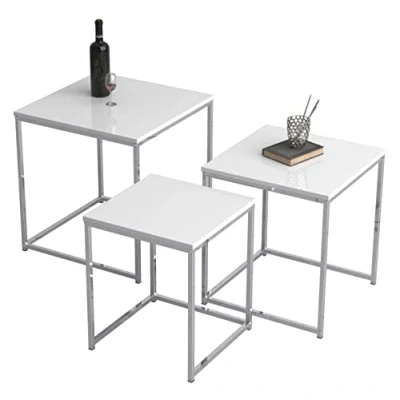 Afbeelding van VCM 3 Delige Set Bijzettafel Salontafel Glisal