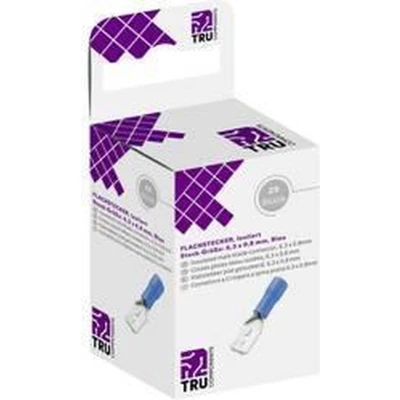 Afbeelding van TRU COMPONENTS T1904C043 Assortiment platte stekkers (male) Insteekbreedte: 6.30 mm Insteekdikte: 0.80 180 Deels geïsoleerd Blauw 25 stuk(s)