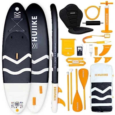 Afbeelding van Opblaasbaar Paddle Surf Board met Premium Accessoires HUIIKE Padel Aluminium Peddel, Pomp, Leash PadelSurf Stand Up Geweldige Stabiliteit en Weerstand
