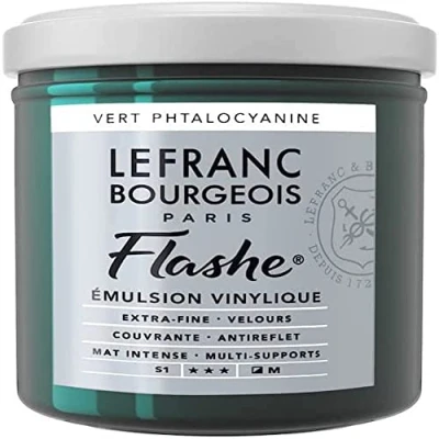 Afbeelding van Lefranc Bourgeois 300587 Flashe acryl en vinylverf, lichtecht, dekkend bestand tegen veroudering 125ml Pot, Phthalocyanine Green