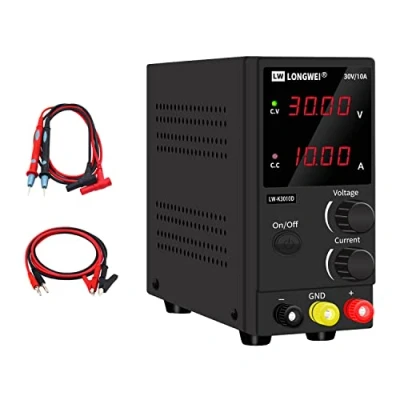 Afbeelding van LOGNWEI DC voeding Variabele 30V 10A Bankvoeding 4 Digitale LED display ，Variabele voor doe het zelf, galvaniseerset，Labvoeding met 2 sets bankvoedingskabels