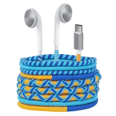 Afbeelding van URIZONS USB C hoofdtelefoon, type oortelefoon, in ear hoofdtelefoon met microfoon, volumeregelaar en zuiver geluid, oordopjes voor Huawei P20 pro / 30 P40, Samsung S20 S21, Google (44#)