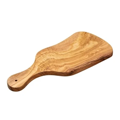 Afbeelding van Erreke Snijplank, Natuurlijk Olijfhout, Eten Serveren of Snijden, Houten Snijplanken, Barbecue Kaas Brood, Handgemaakt (39x17 cm met Handvat en Sapgroef)