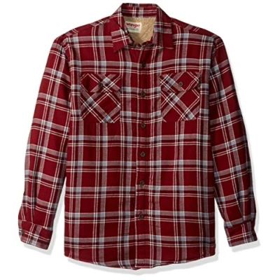 Afbeelding van Wrangler Authentics Herenoverhemd. Da Forrada C om Lã De Ovelha T shirt met lange mouwen en button down kraag, Granaatappel, L