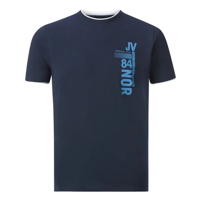 Afbeelding van Jan Vanderstorm T shirt FLEMMING Plus Size met printopdruk donkerblauw