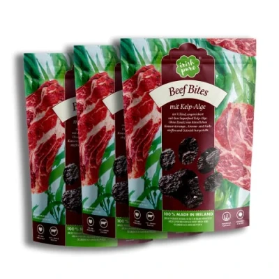 Afbeelding van Irish Pure Beef Bundle Hondensnacks, 3 x 150 g Bites, Training hond, rundvlees, graanvrij, hondenbeloning, 100% natuurlijke snack, hondenlekker, gezonde hondensnack, kauwsnack, premium
