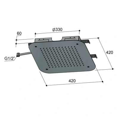 Afbeelding van HotBath Gal Inbouw hoofddouche 42 x cm Geborsteld Nikkel PVD M147GNP