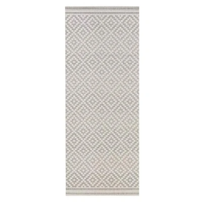 Afbeelding van Loper Binnen &amp; Buiten Ruiten Raute Grijs/crème 80x200 Cm
