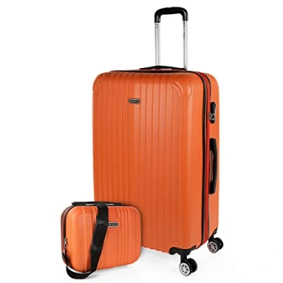 Afbeelding van ITACA Middelgrote Koffer. Medium Trolley Reiskoffer van ITACA. Lichtgewicht ABS Harde Schaal 4 Wielen Cijferslot T71560B, Mandarijn