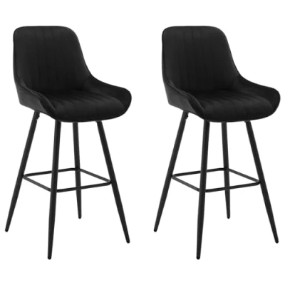Afbeelding van WOLTU Barkrukken set van 2, moderne ontbijtbarstoelen Eetkamerstoelen, gevoerde keukenkrukken met rugleuning, metalen poten, voetsteun, fluwelen barkrukken, zwart, BH394sz 2