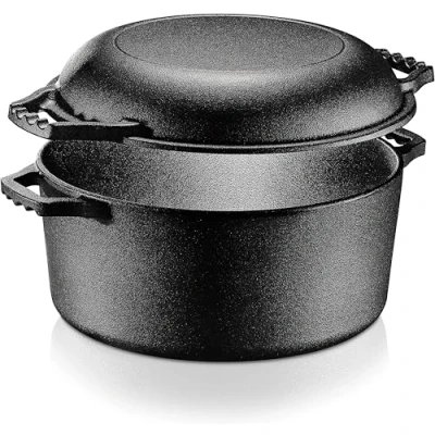 Afbeelding van NutriChef Braadpan met Deksel Gietijzeren Hollandse Oven Voorbehandeld Anti aanbak Dutch Stoofpot en Handvat